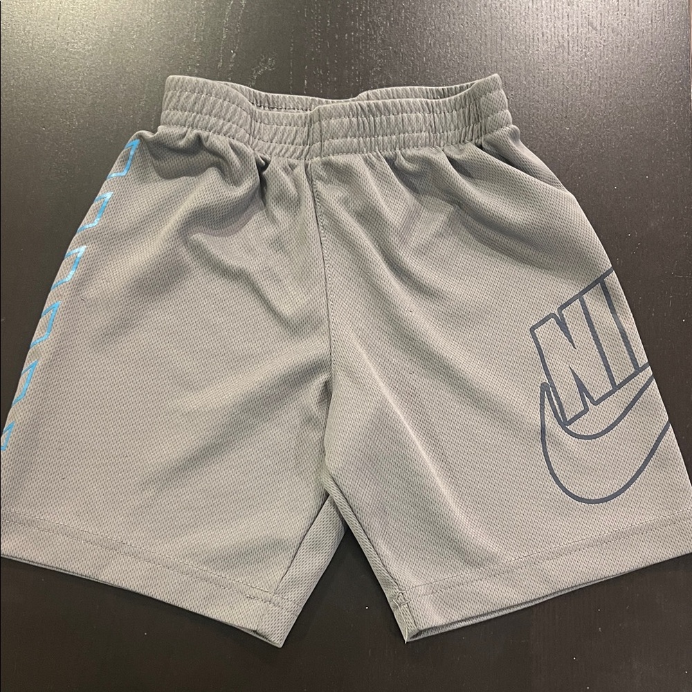 Nike Kids Gray and Blue Logo Shorts